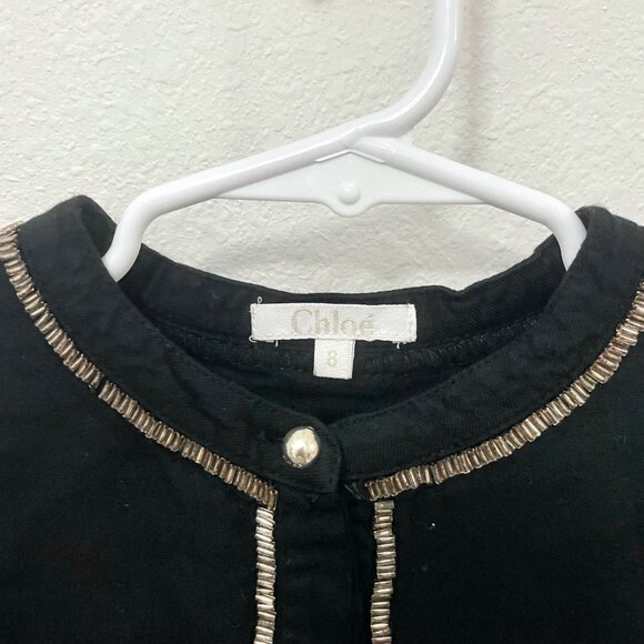 Chloe Girls Mini Me Black Beaded Runway Long Sleeve Dress Size 8 - Picture 7 of 7